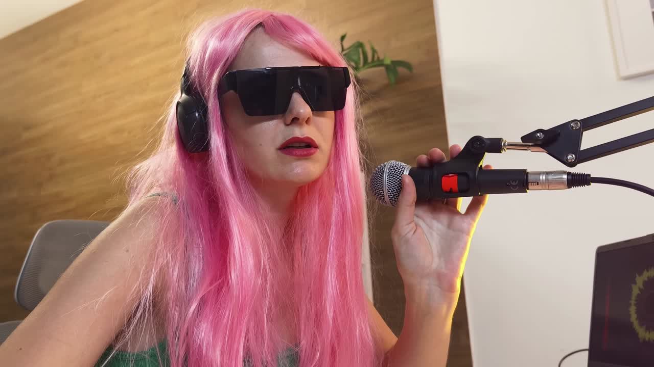 마이크로 노래 하는 여자