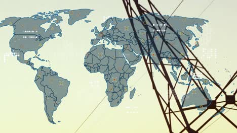 animation of walking human walking over network of connections and globe