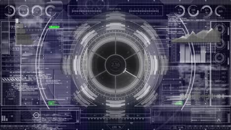 Animation of scope scanning and data processing over black background