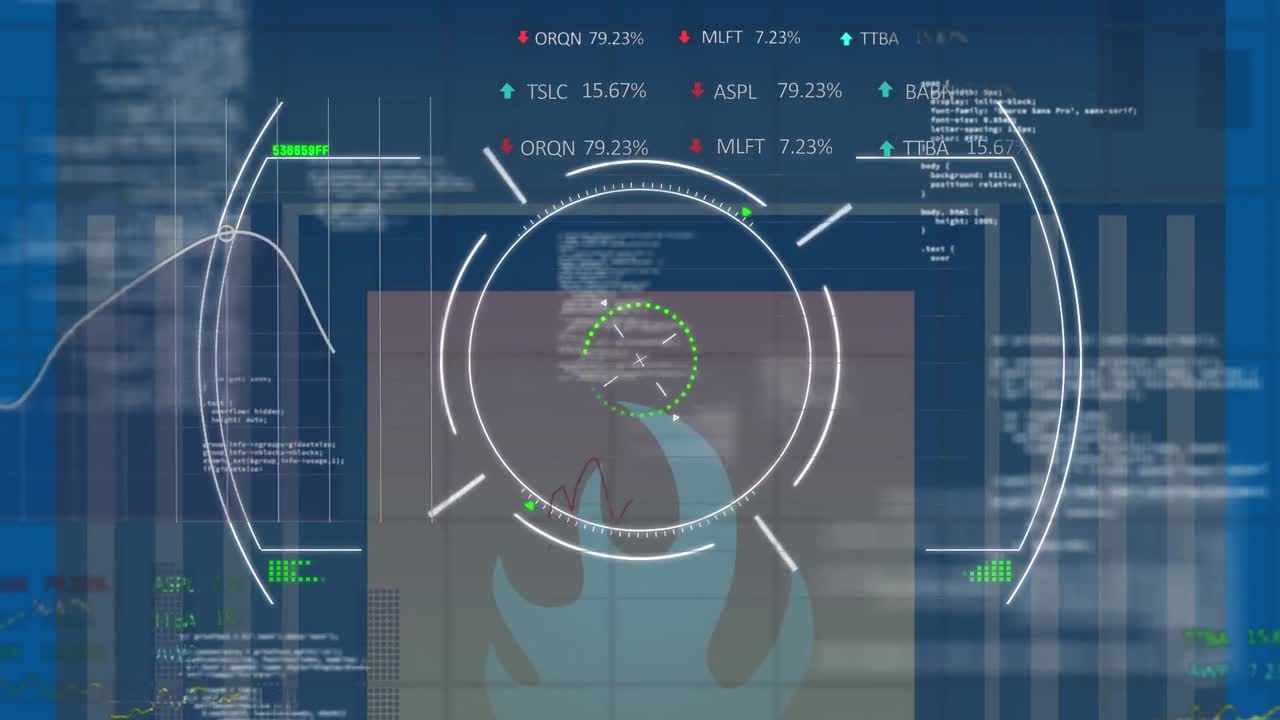 animación del escaneo de alcance sobre el procesamiento de datos y el cortafuegos.