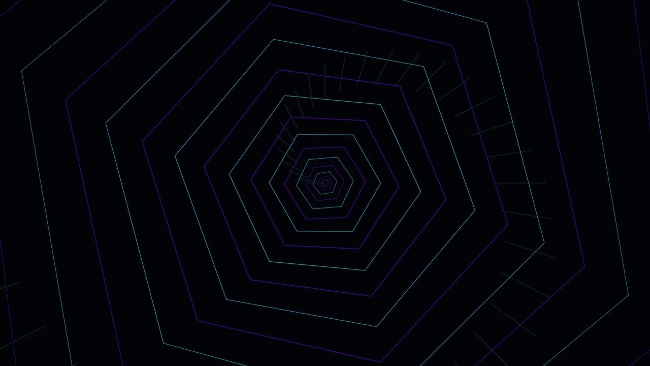Abstract Tunnel of Glowing Hexagonal Lines