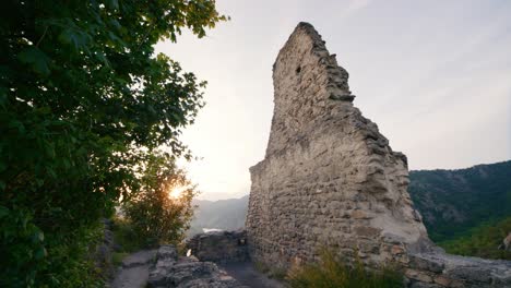 top view of the ruins of kuenringer castle above durnstein, here king lionheart was imprissoned