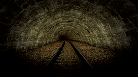 moving through a railway tunnel into the dark, 3d looping animation