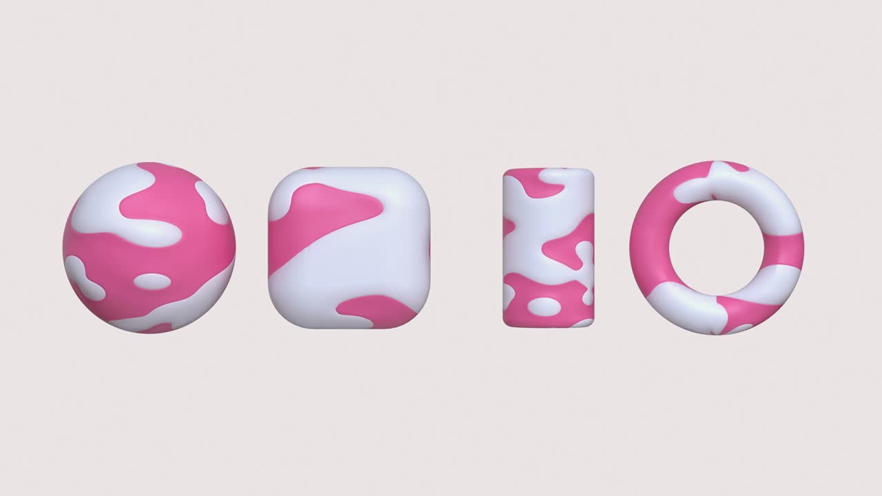 핑크와 화이트 텍스처 기하학적 모양 3d 렌더링 모션