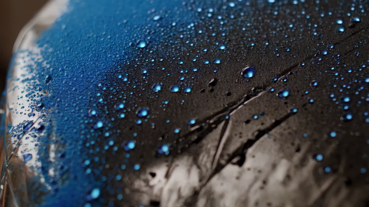 Water Droplets on a Hydrophobic Car Coating