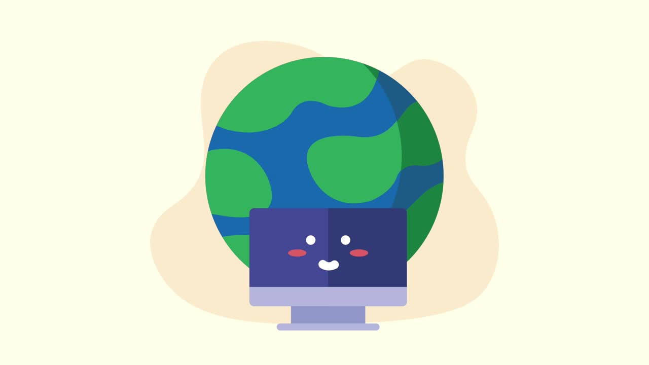 Cute Earth on a Computer