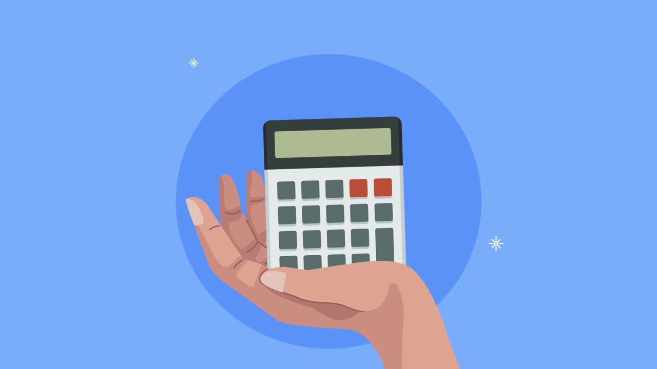 hand with calculator math device