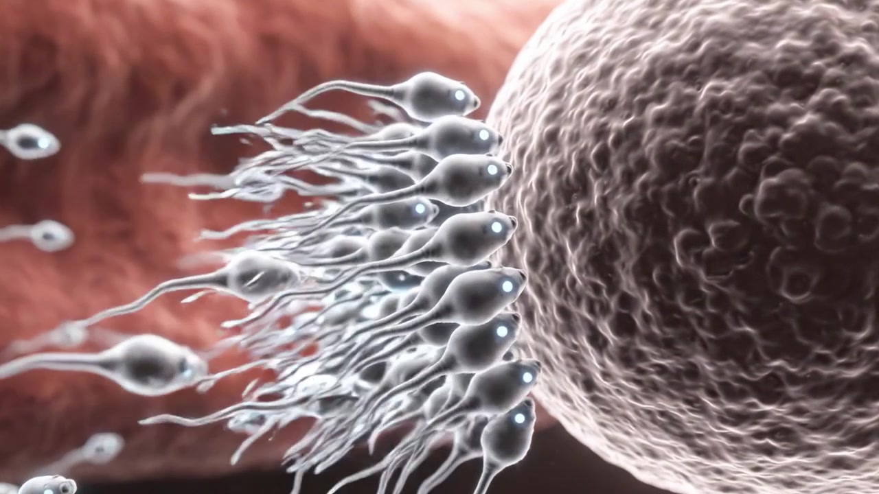 Microscopic Journey of Sperm Cells Approaching an Egg Cell: A Fascinating Insight into Human Reproduction and Cellular Interaction