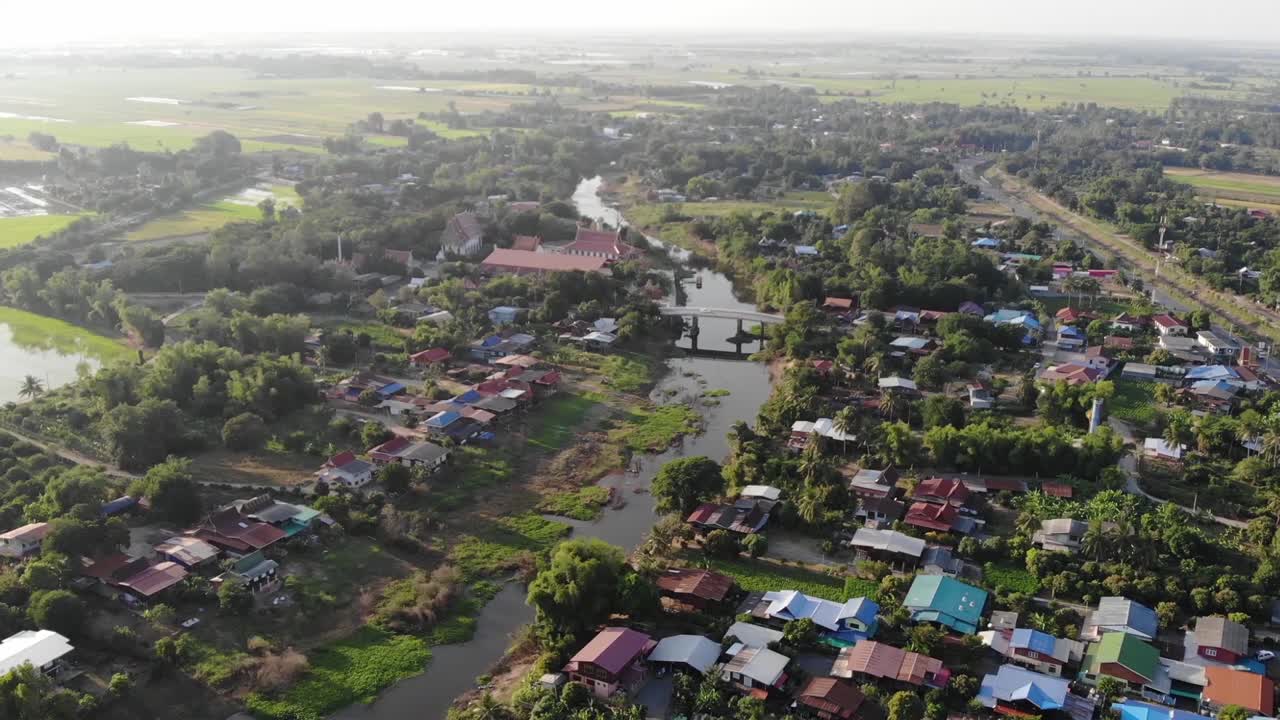 Aerial View of Rural Area in Lopburi Province, Thailand
