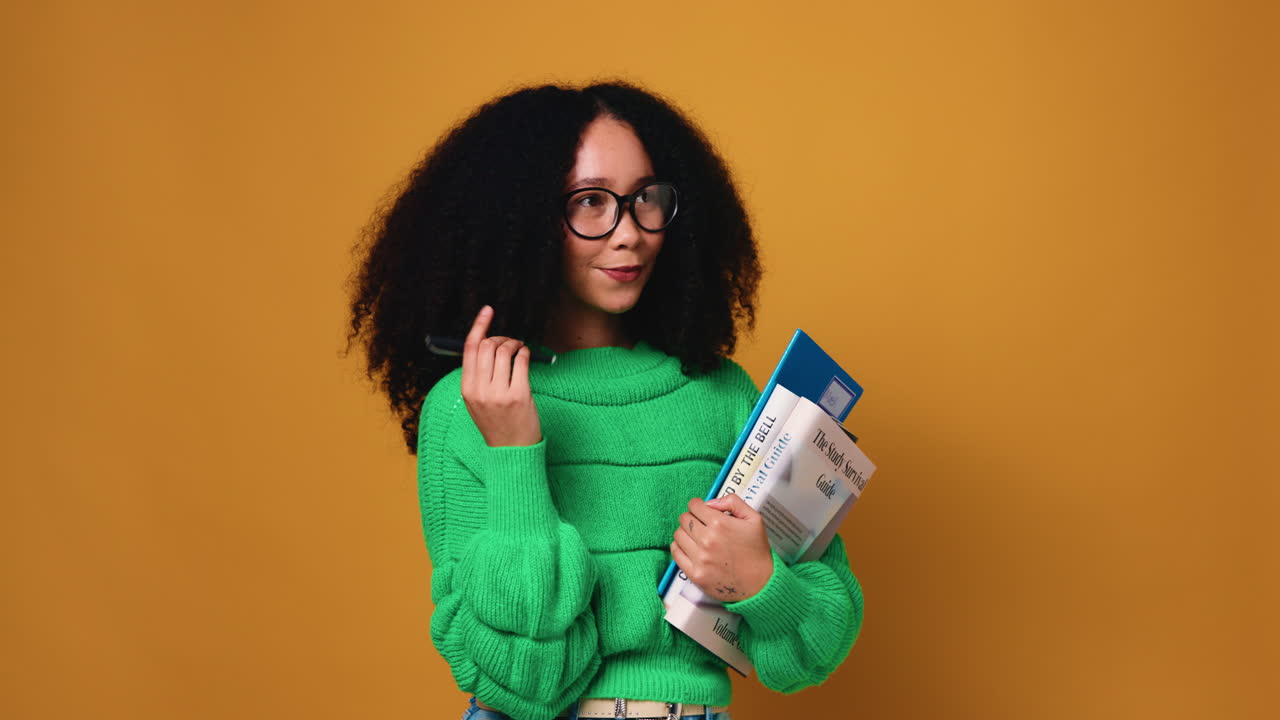 Young Woman with Books Ready to Study