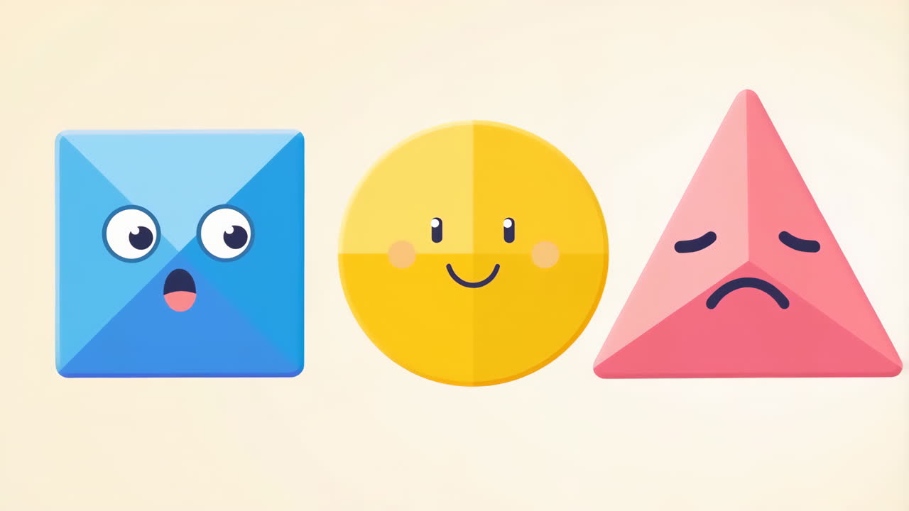 Cute Geometric Shapes Expressing Emotions