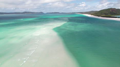 Isla-Whitsundays-Y-Playa-Whitehaven,-Queensland,-Australia,-Vista-Aérea-De-Drones