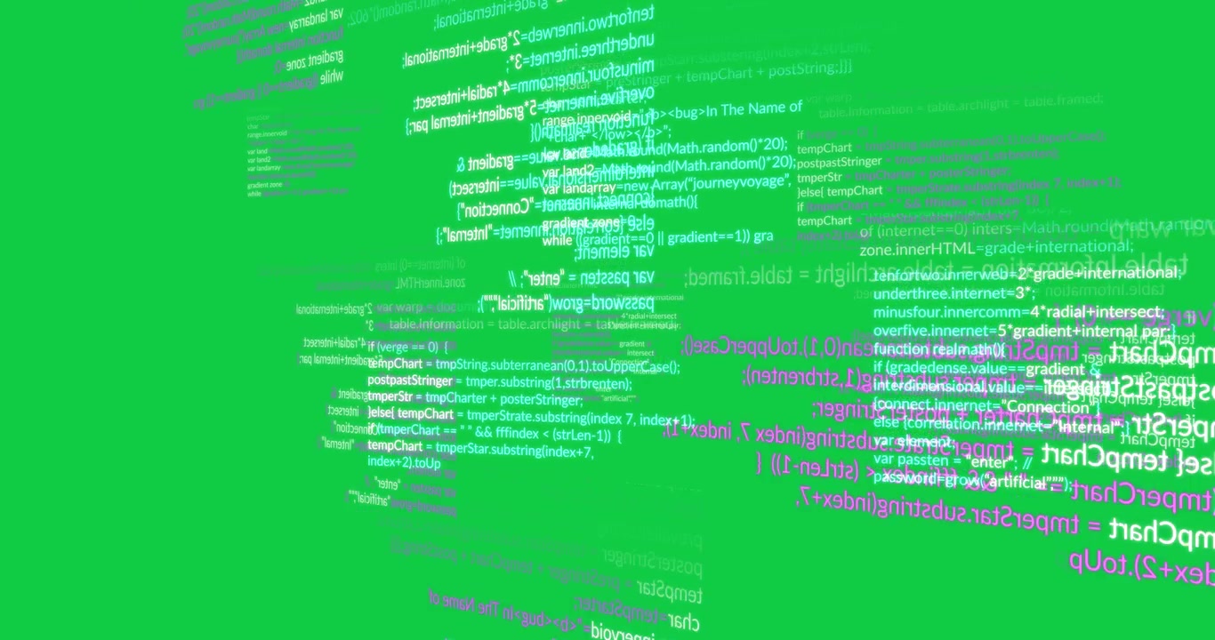 Animation of blue, purple and white computer data processing over transparent background