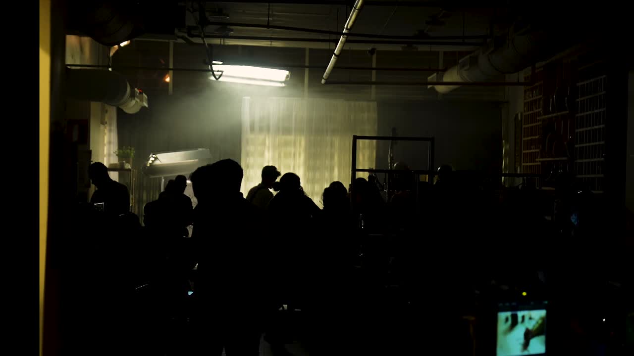 crew members in film set.