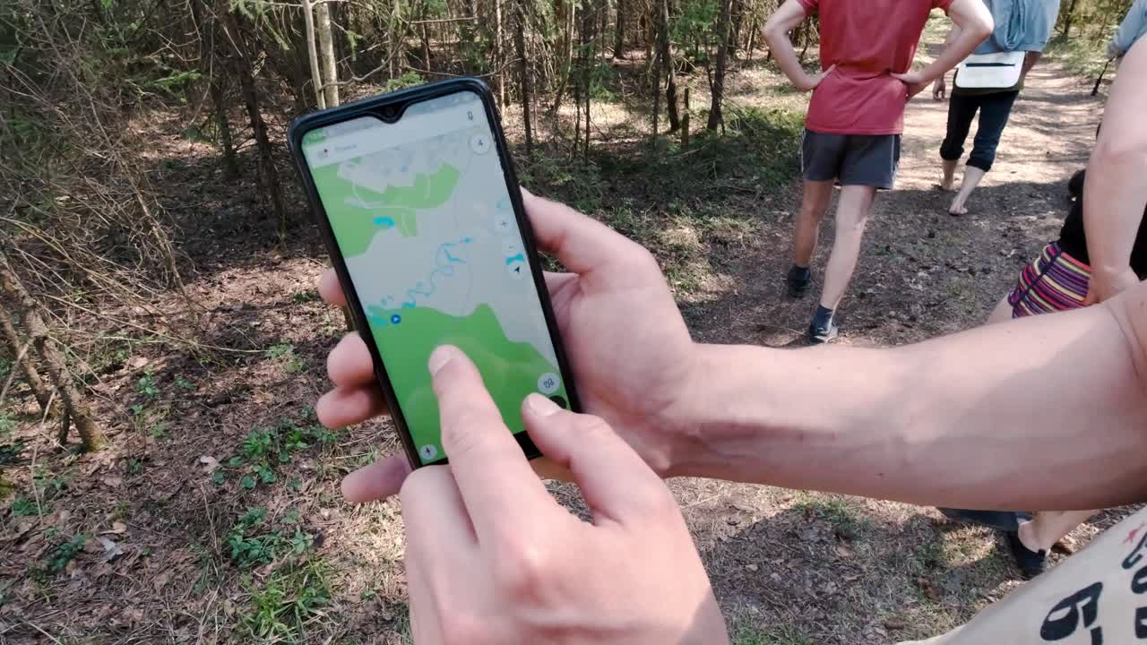 Using a Map App in a Forest