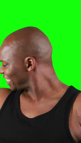 muscular man with meat flexing muscles
