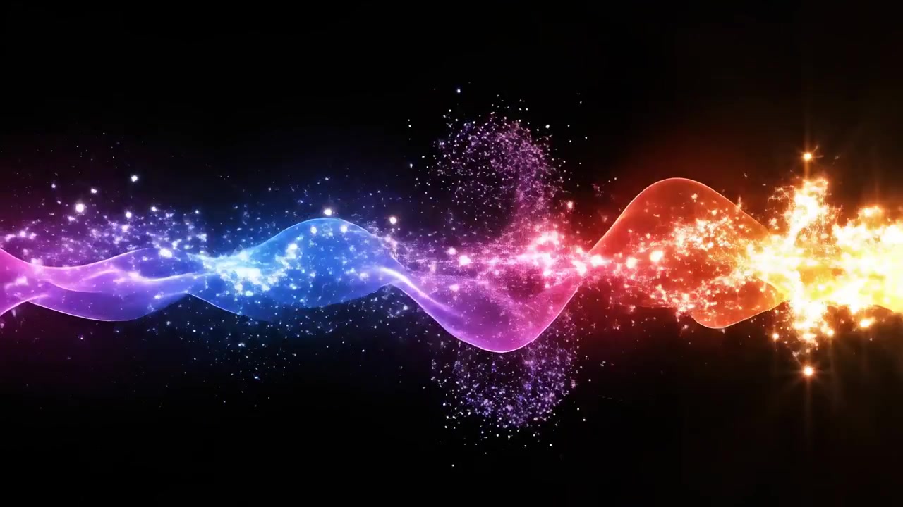 Abstract Wavy Light Stream with Colorful Sparkling Particles