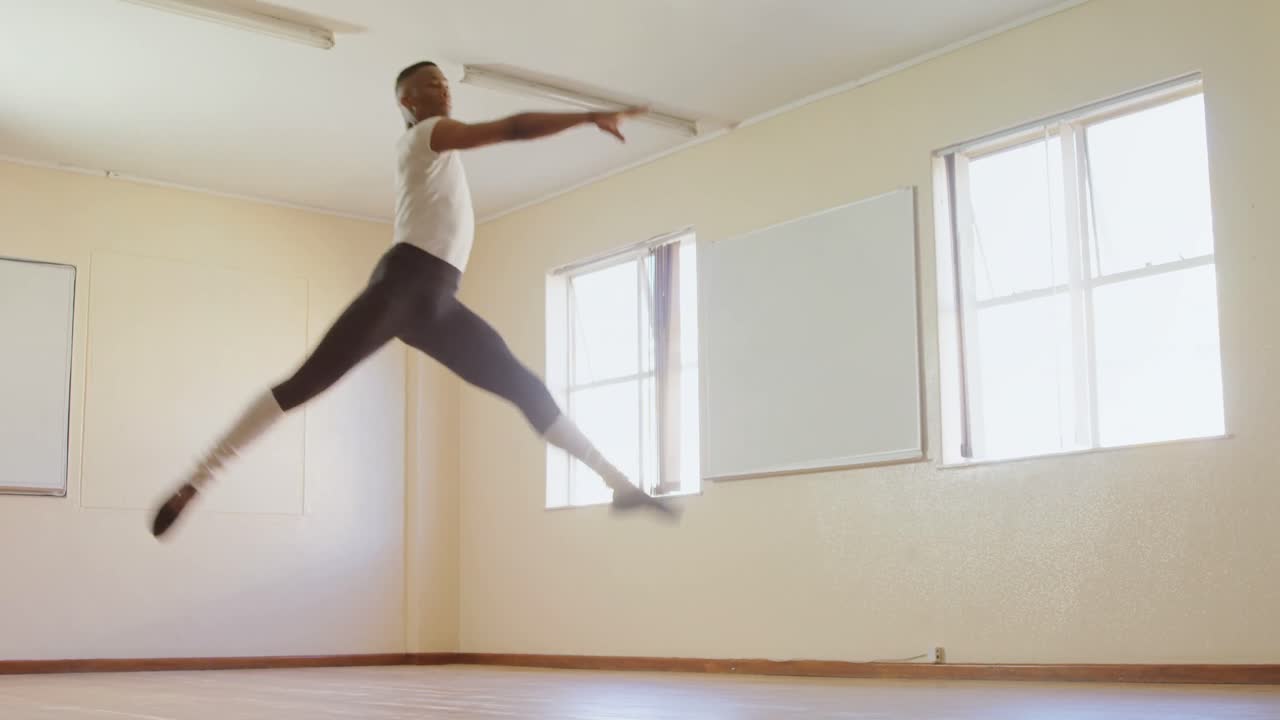 Male ballet dancer dancing in the studio 4k