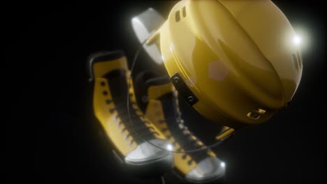 hockey equipment in the dark