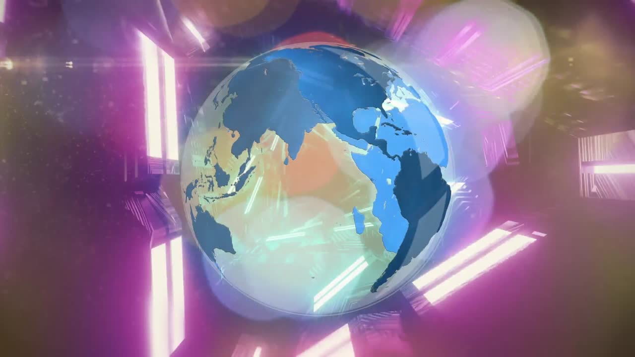 globo giratorio sobre túnel brillante contra las manchas de luz