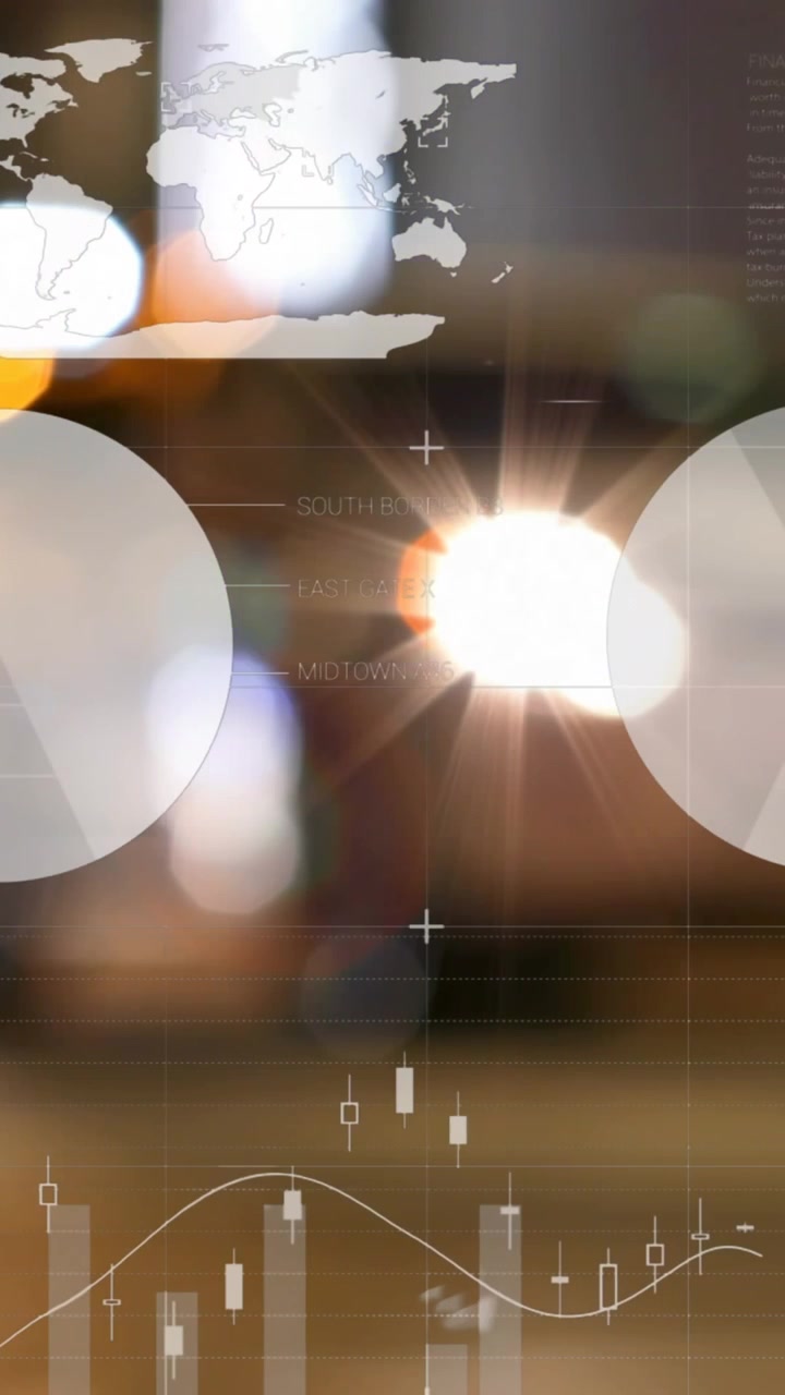 Animation of statistics processing over out of focus lights and cityscape