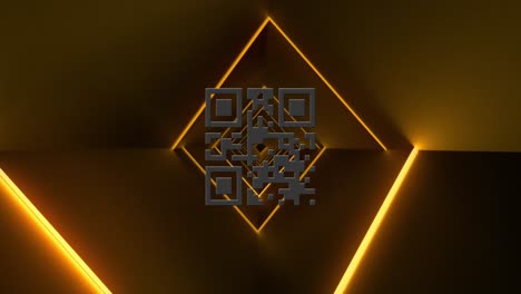 Animation-of-flickering-pink-QR-code-with-yellow-neon-lines.