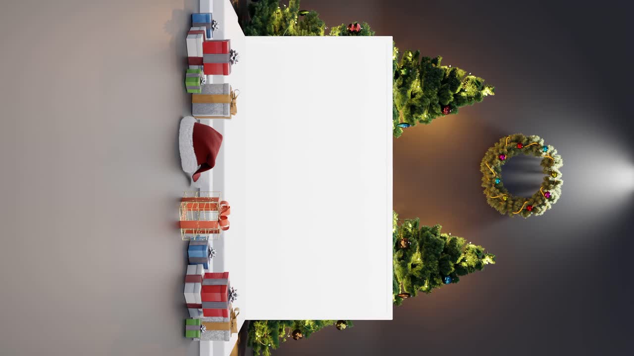 exhibición festiva de vacaciones con decoraciones navideñas maqueta de fondo negro vertical