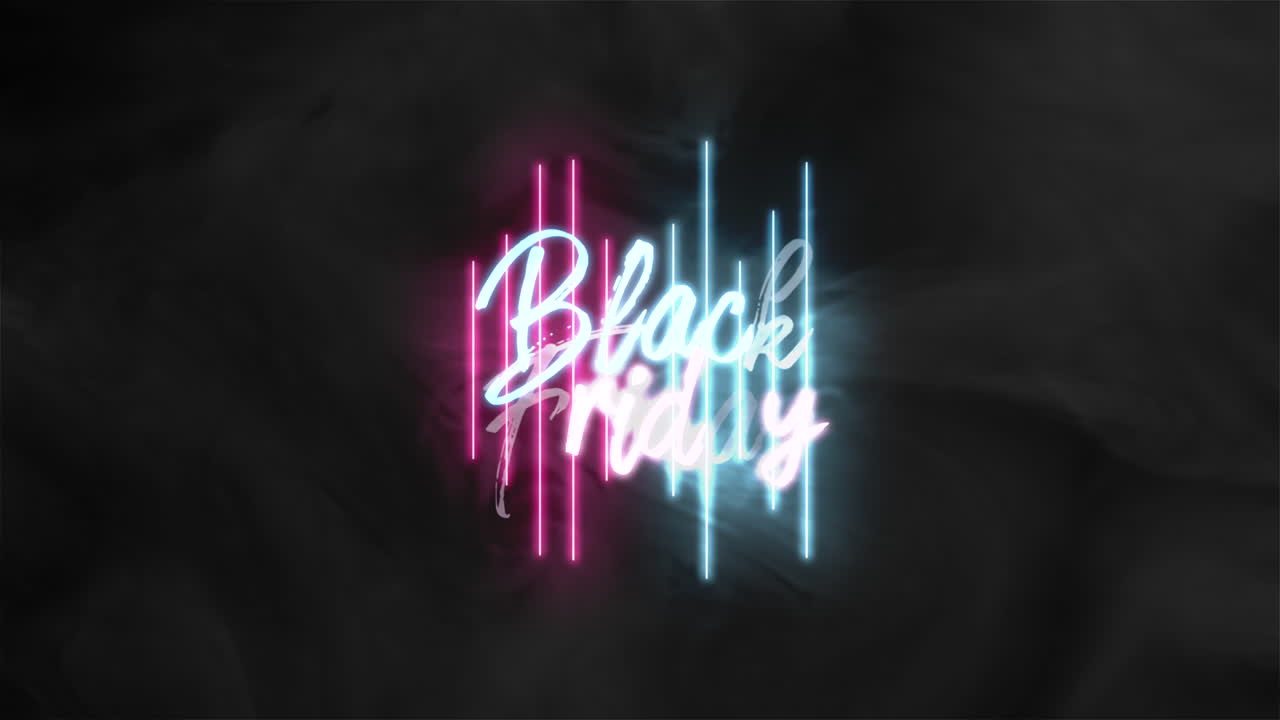 검은색 그라데이션에 네온 빨간색과 파란색 선이 있는 검은 금요일