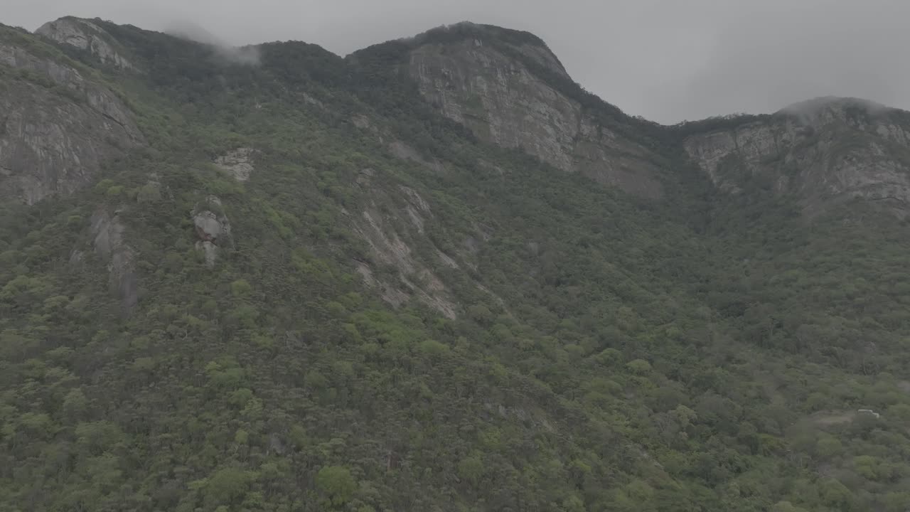 Aerial drone shot of Mt. Kasigau on a cloudy morning uplcose