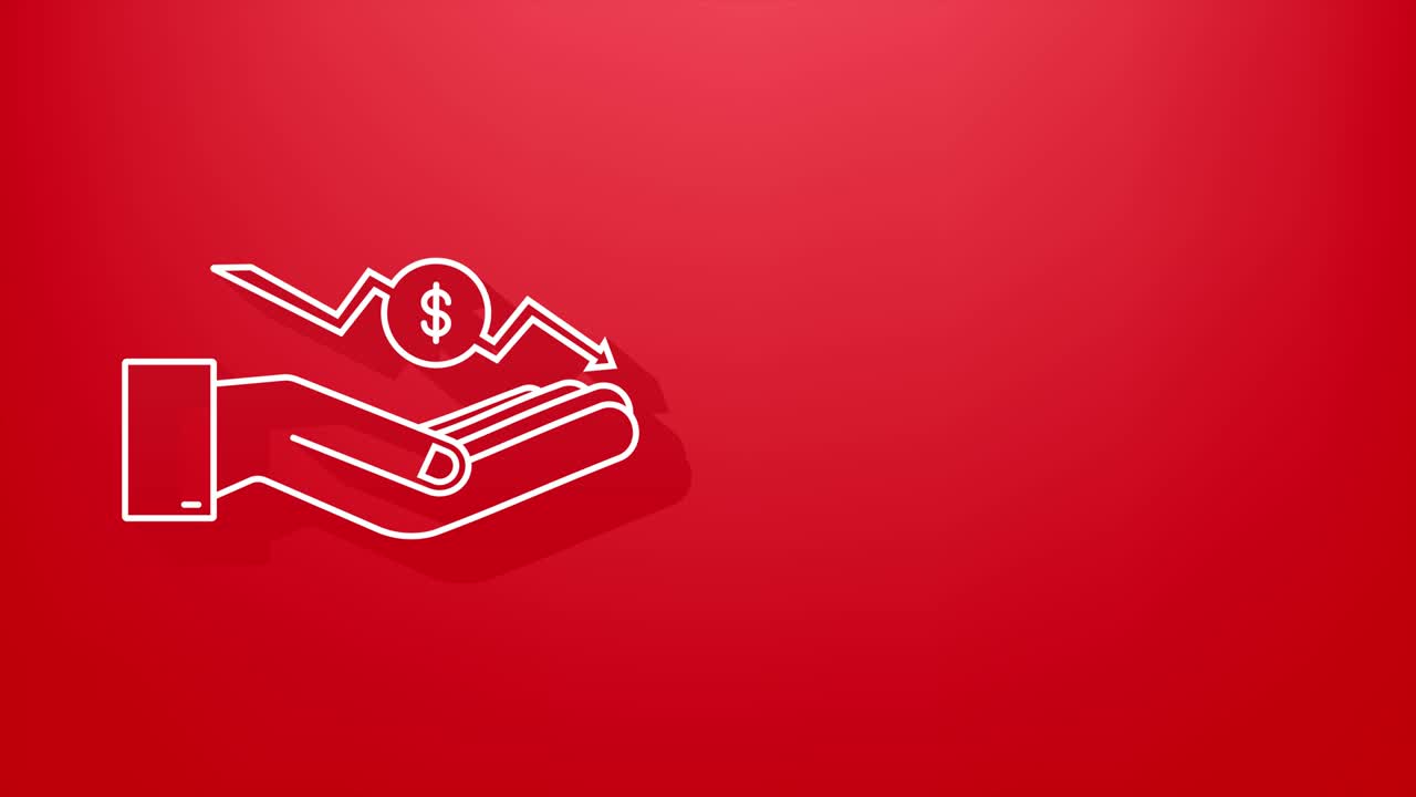 sombra hacia abajo signo de dólar en la mano. gráfico de movimiento