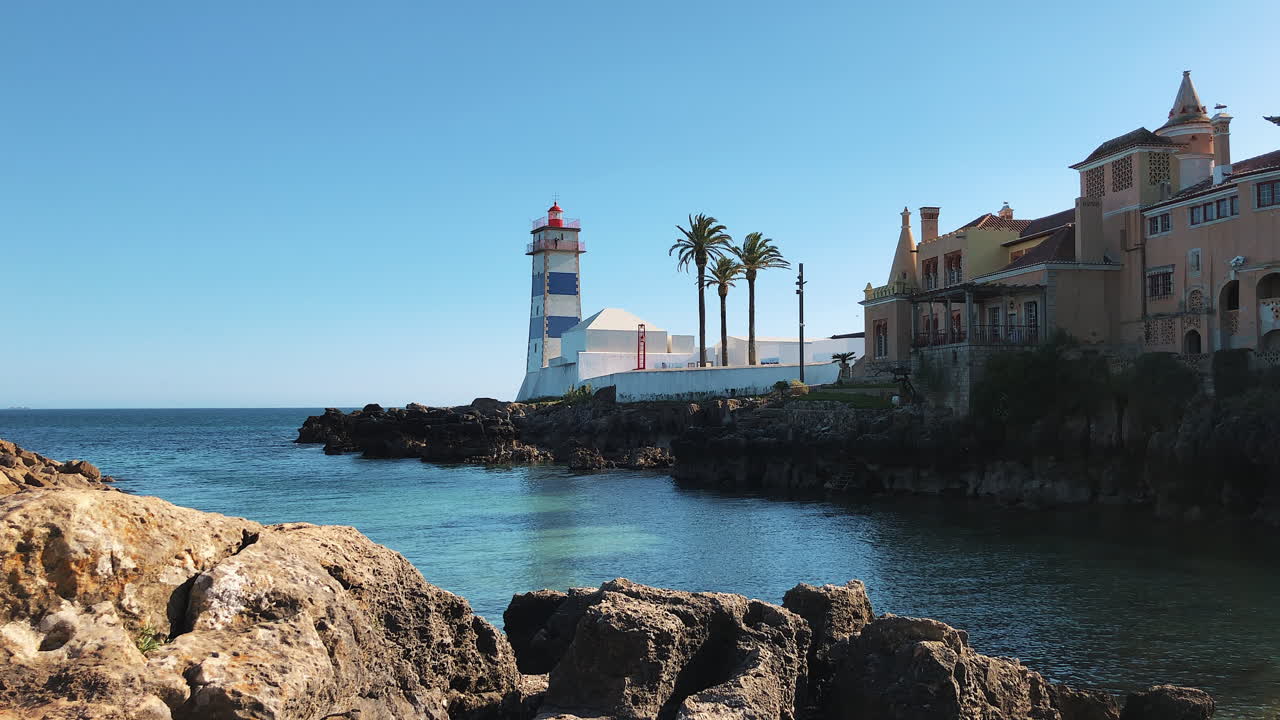 Coastal Lighthouse and Buildings in Portugal