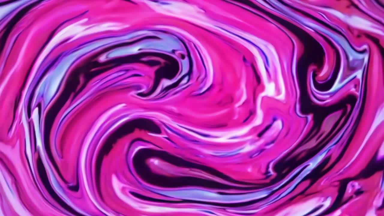 hipnotizante animación fluida mezclando colores rosados, púrpuras y blancos en patrones dinámicos y giratorios creando un movimiento visual hipnótico