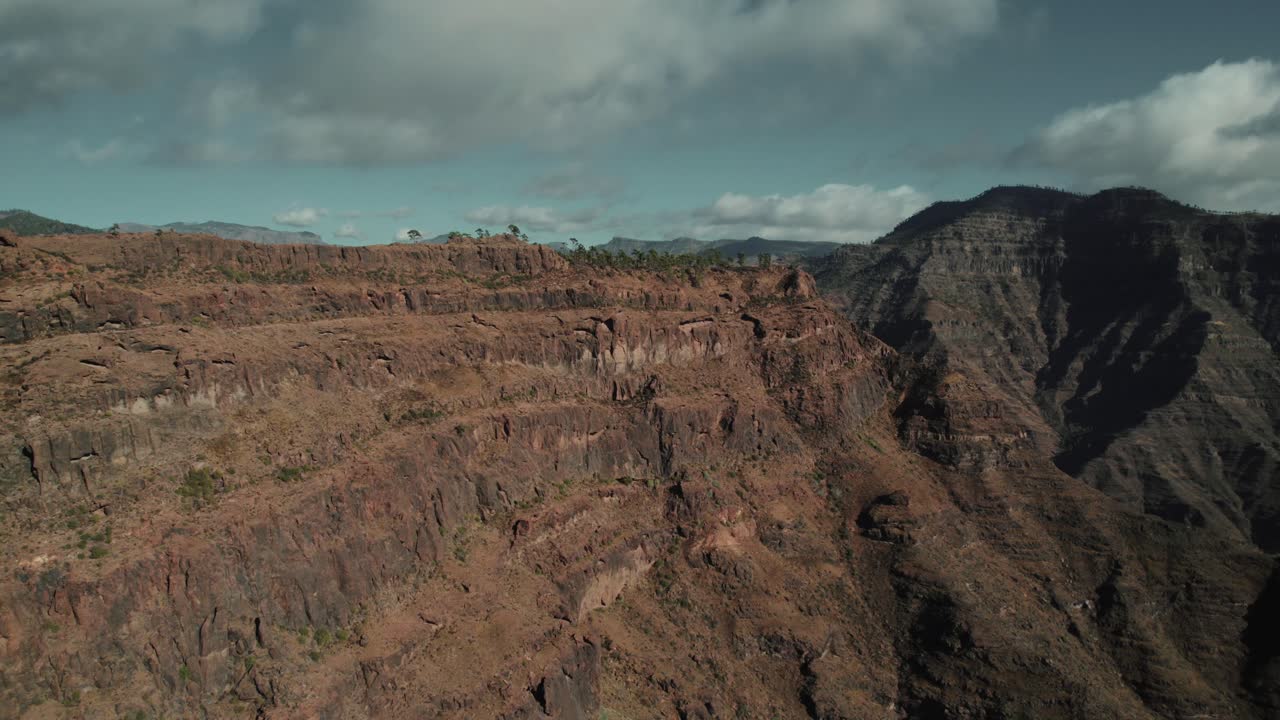 Drone view of dramatic canyon erosion in Canary Islands