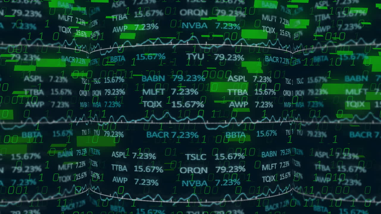 Displaying financial statistics and stock market data in digital animation interface
