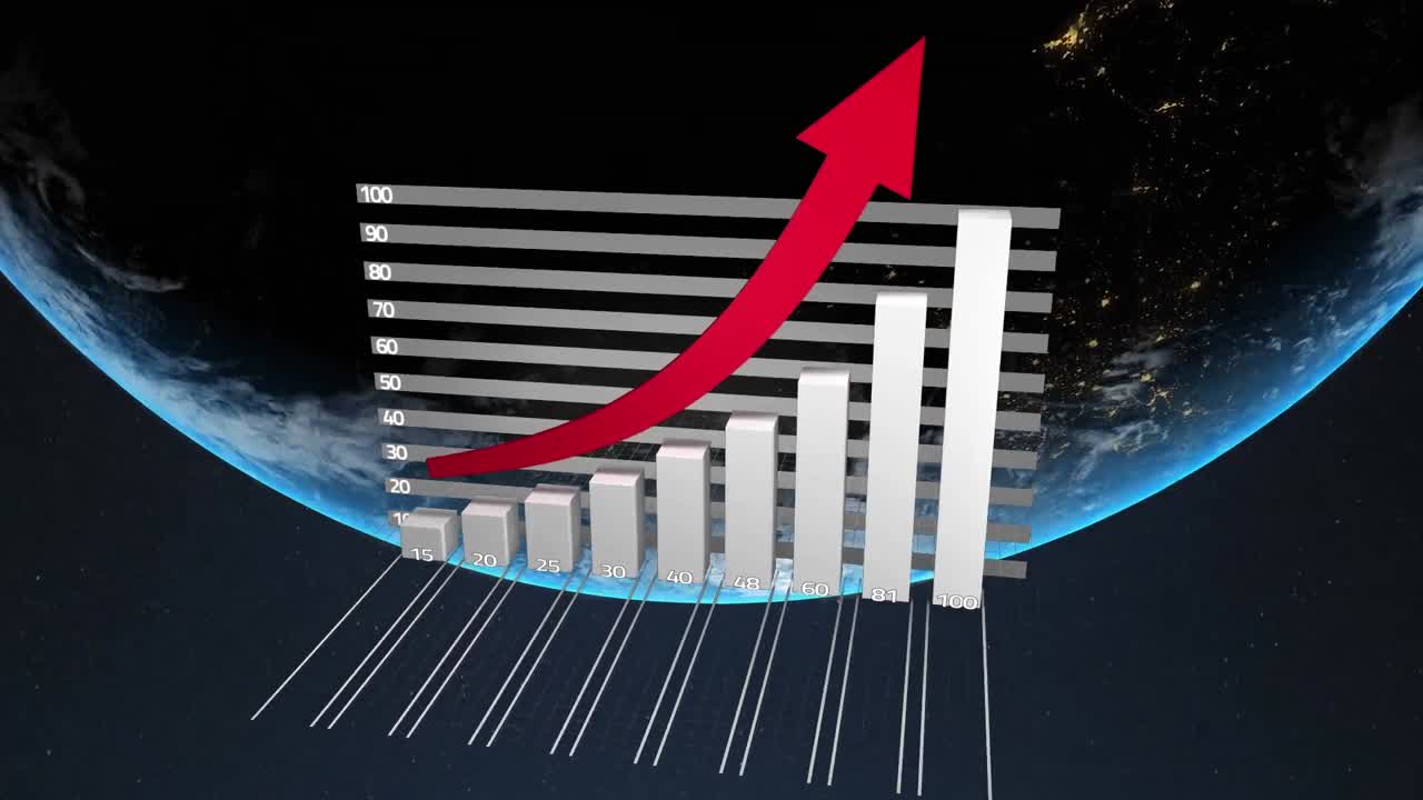 Animation of data processing and statistics over globe