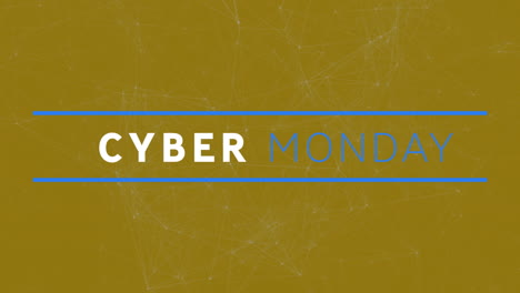 animatie van cyber monday verkoop tekst over netwerken van verbindingen