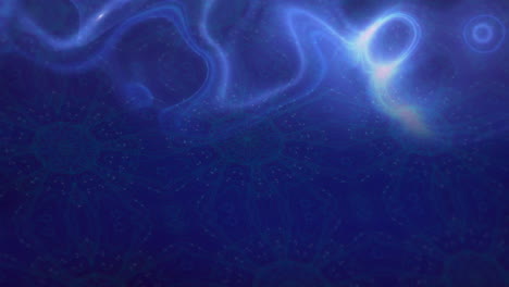 animation of glowing light trails moving on blue background