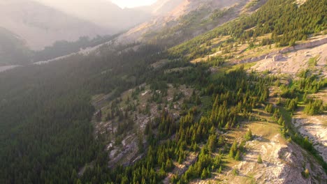 Aerial-Fly-towards-Alpine-Backcountry-Forest,-Kananaskis,-Alberta,-Canada