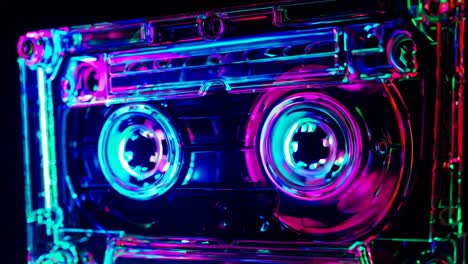 glowing neon cassette tape