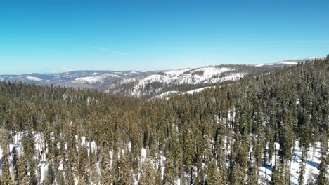 aerial shot over vast sierra nevada wilderness in the winter snow pack