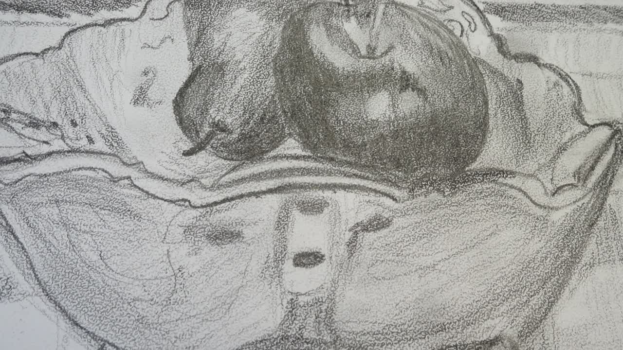 Vase mit Apfel und Birne, ein Stillleben