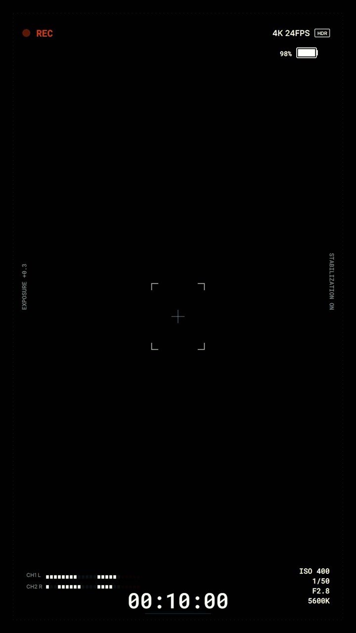 Digital Camera Recording Interface Overlay on Black Background