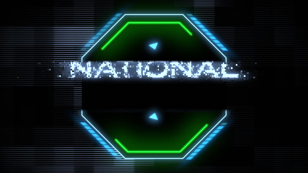 hud 요소가 있는 네온 컴퓨터 화면의 국가 달의 날