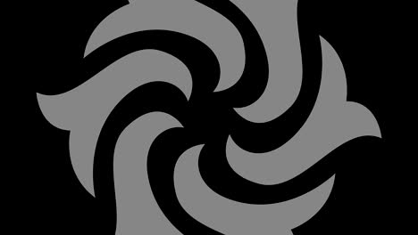 Graphic drawing in black and white with stroboscopic and hypnotic effect, while it rotates clockwise and increases in size.