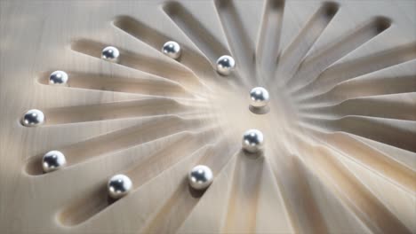 diseño abstracto de madera con bolas de metal