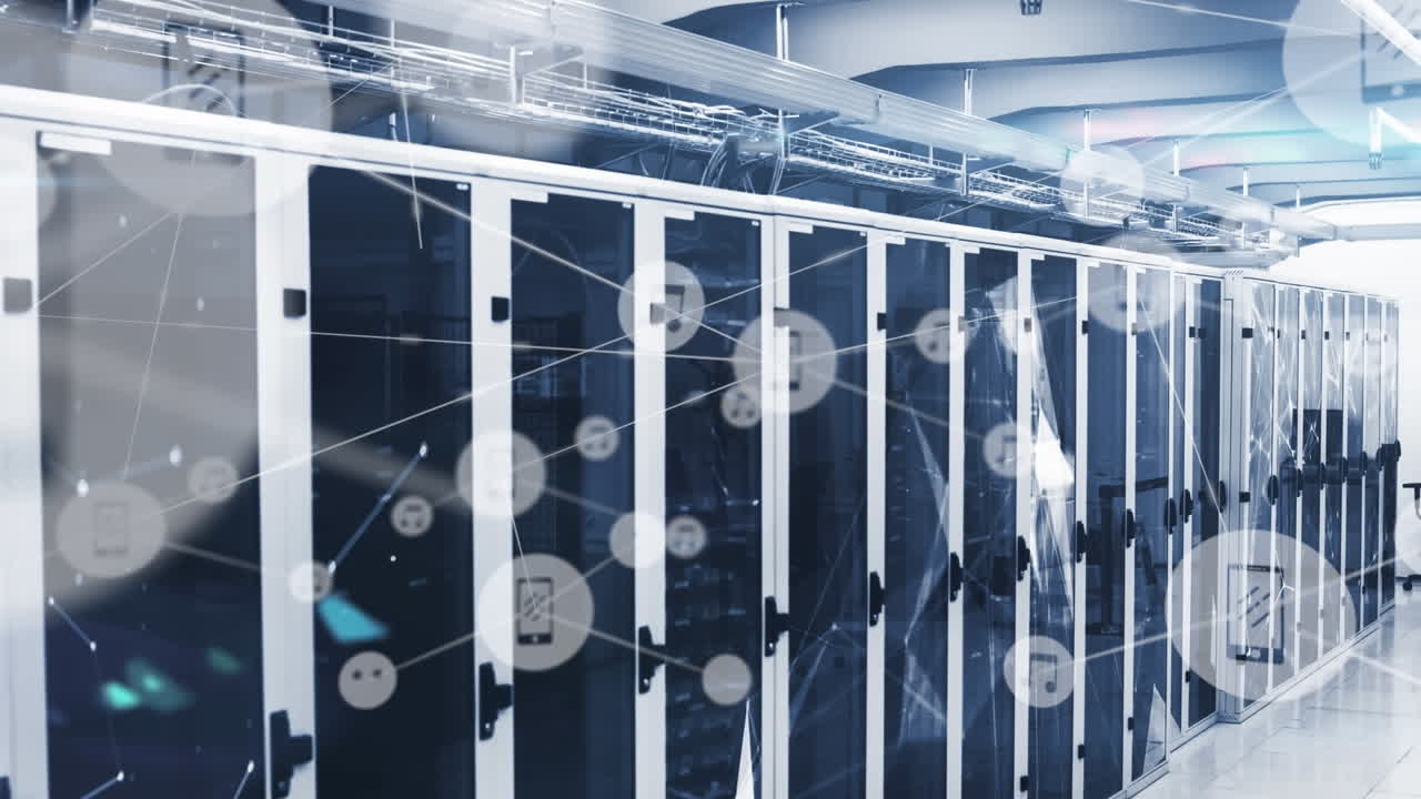Animation of networks of connections over server room