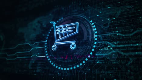 shopping cart icon online commerce and business symbol loop digital concept