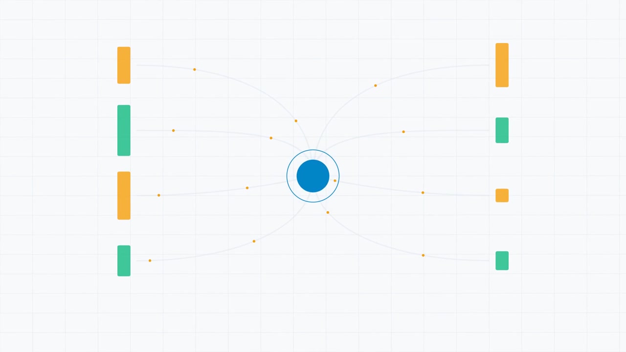 Animated Infographic Diagram with Central Node and Connecting Lines