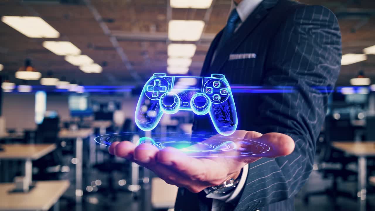 Businessman Holographic Game Controller