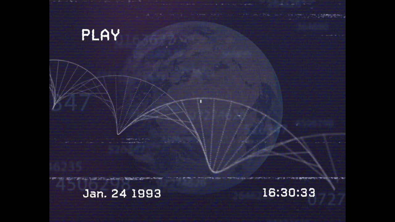Animation of screen with glitch, dna and globe